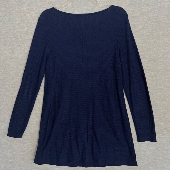 J. Jill Knit Sweater Tunic Women's Small Blue Cotton Rayon Textured Long Sleeves - Picture 4 of 11
